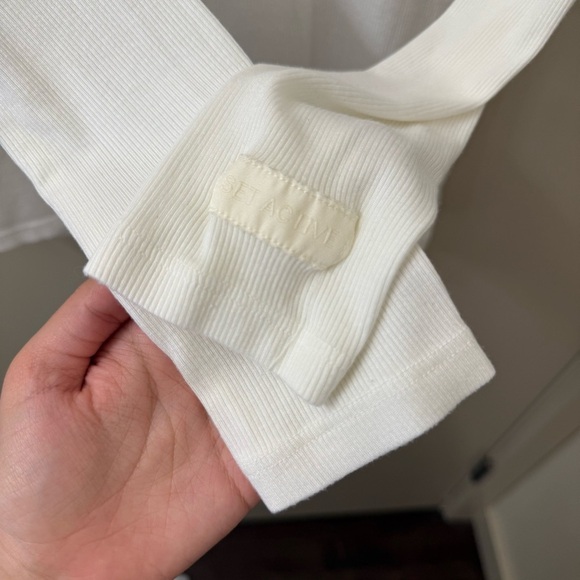 SET active Ribbed Modal Body Long Sleeve tee size medium in white blanc - Picture 5 of 8